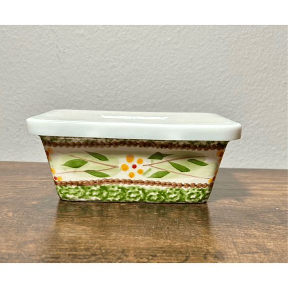 Temptations by Tara Presentable Ovenware Old World Green Small Loaf Pan w/ lid - Picture 2 of 12